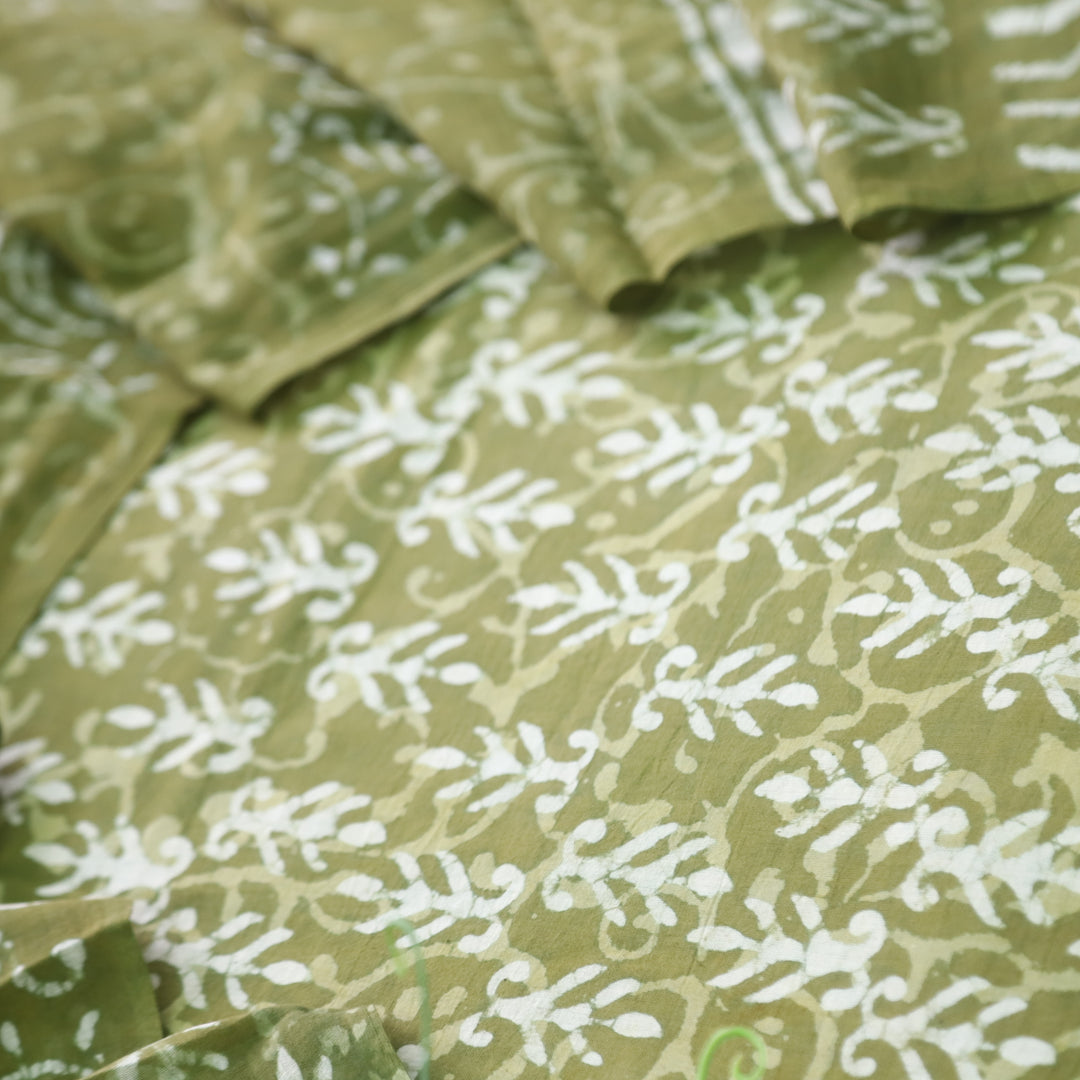 Ada Forest Green Dabu Inspired Printed Cotton Suit Set