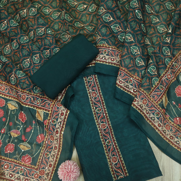 Kohinoor Sacramento Green Digital Pichwai Print Chanderi Suit Set