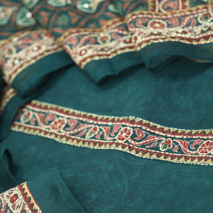 Kohinoor Sacramento Green Digital Pichwai Print Chanderi Suit Set