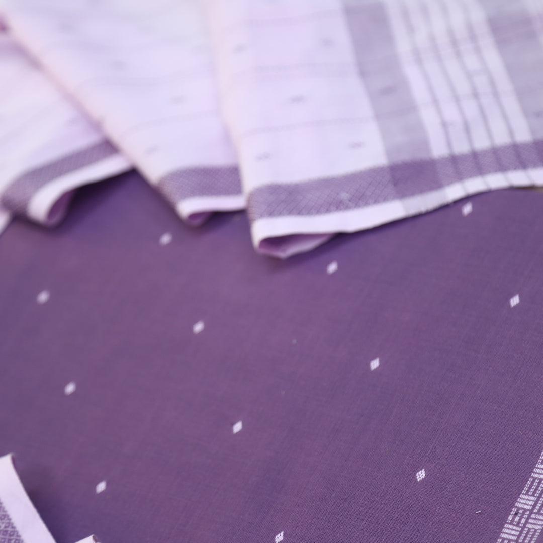 Madhubala Orchid Purple All Over Thread Weaved Handloom Cotton Suit Set