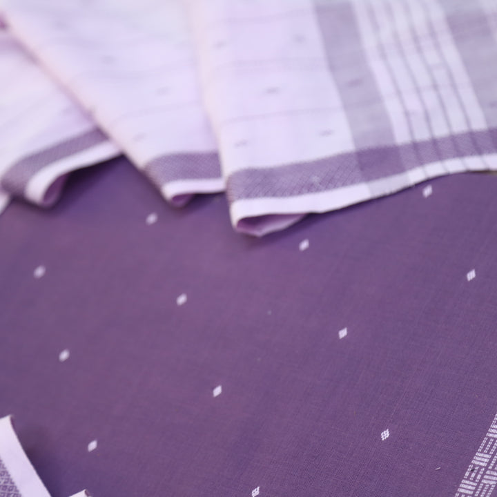 Madhubala Orchid Purple All Over Thread Weaved Handloom Cotton Suit Set