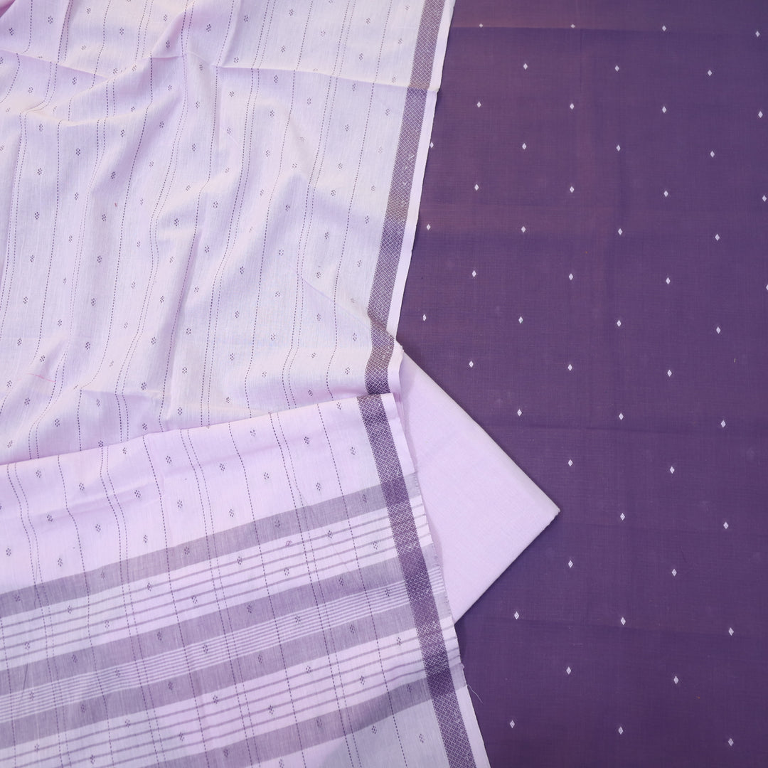 Madhubala Orchid Purple All Over Thread Weaved Handloom Cotton Suit Set