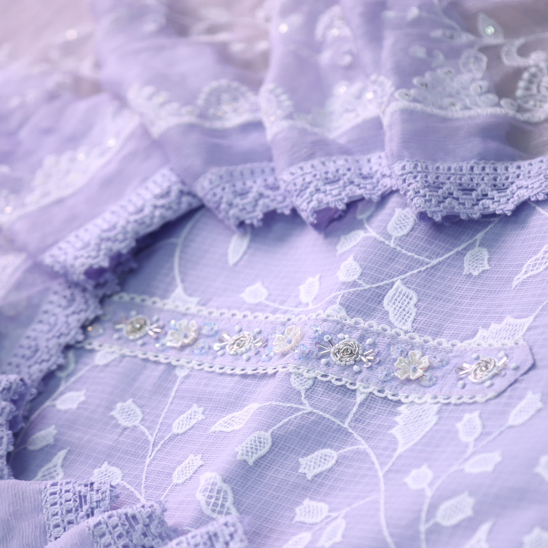 Zeenat Lilac Puprle All Over Thread Work Kota Doriya Suit Set