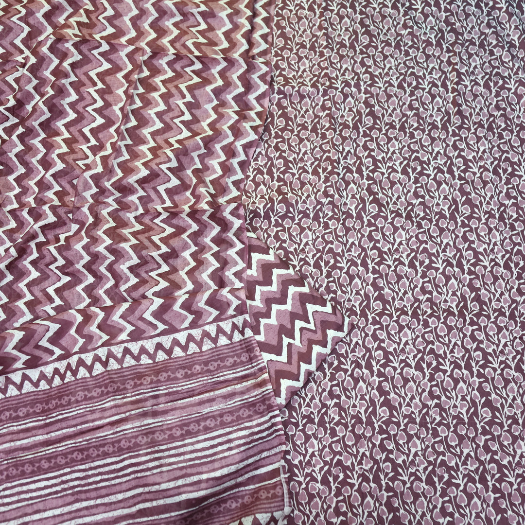 Kashish Dark Cranberry Purple All Over Printed Cotton Suit Set