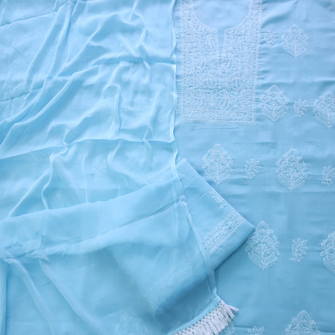 Fakira Stone Blue Authentic Chikankari Cotton Suit Set D3