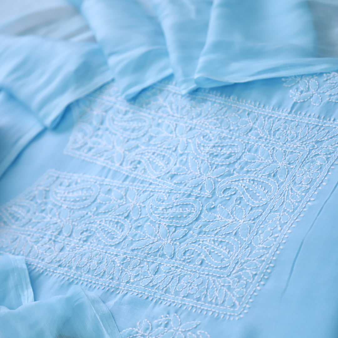 Fakira Stone Blue Authentic Chikankari Cotton Suit Set D3