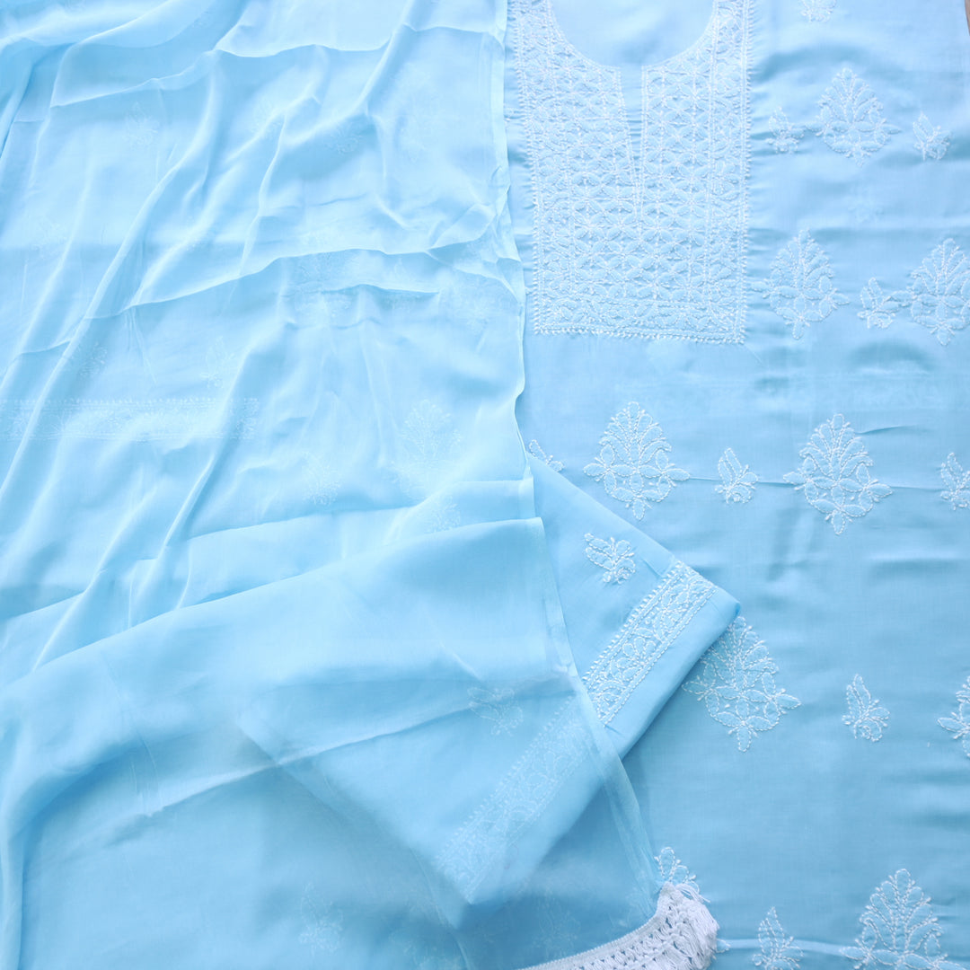 Fakira Stone Blue Authentic Chikankari Cotton Suit Set D2