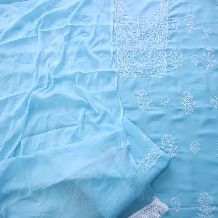 Fakira Stone Blue Authentic Chikankari Cotton Suit Set D1