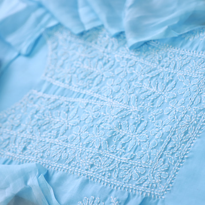 Fakira Stone Blue Authentic Chikankari Cotton Suit Set D1