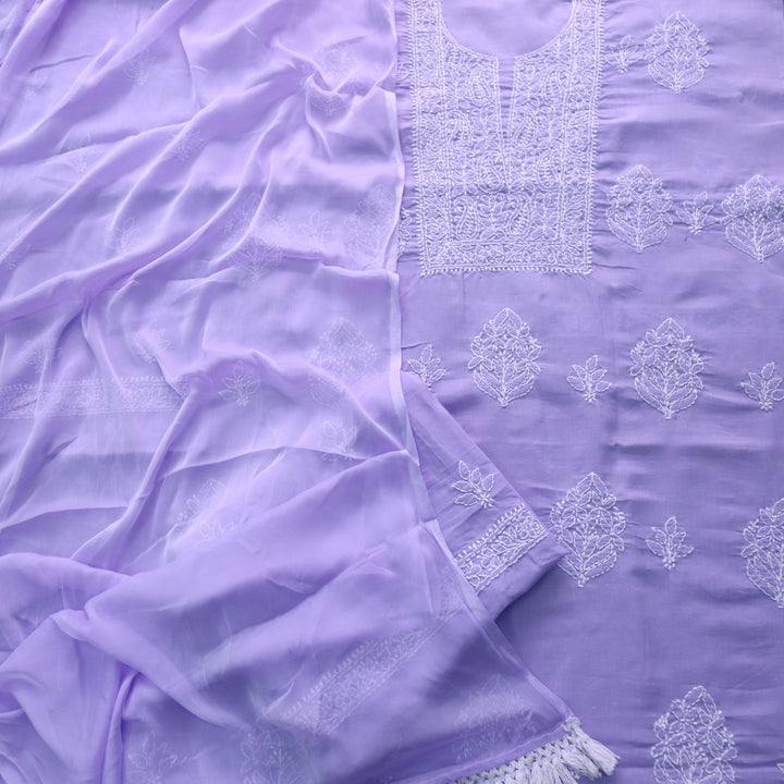 Fakira Lavender Purple Authentic Chikankari Cotton Suit Set D2