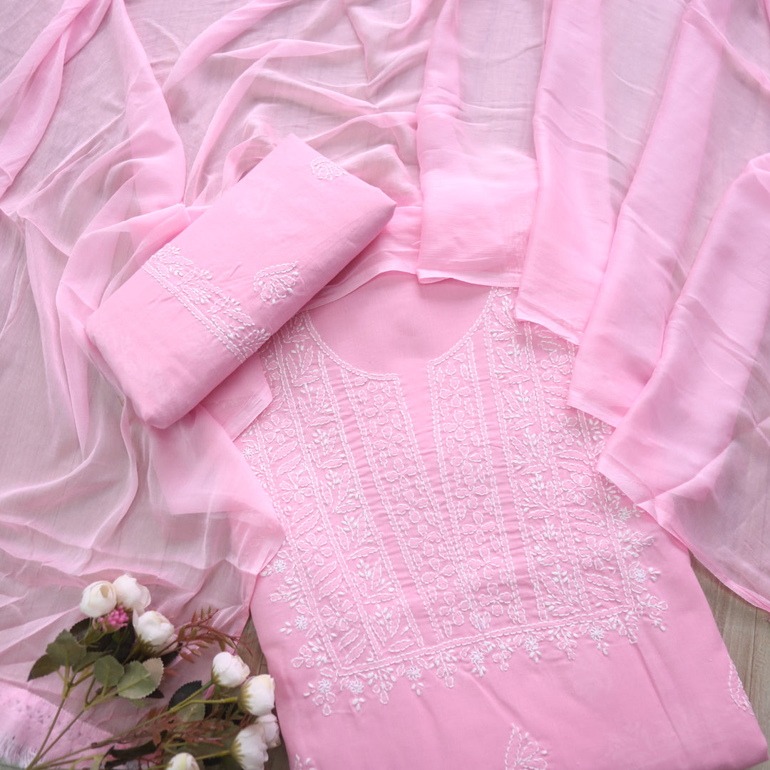 Fakira Light Pink Authentic Chikankari Cotton Suit Set D2