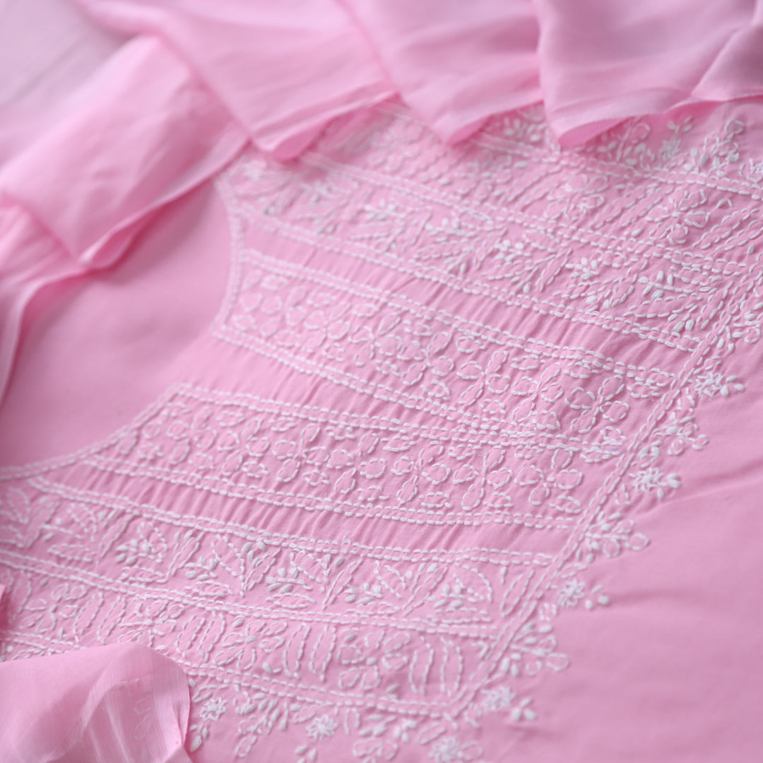 Fakira Light Pink Authentic Chikankari Cotton Suit Set D2