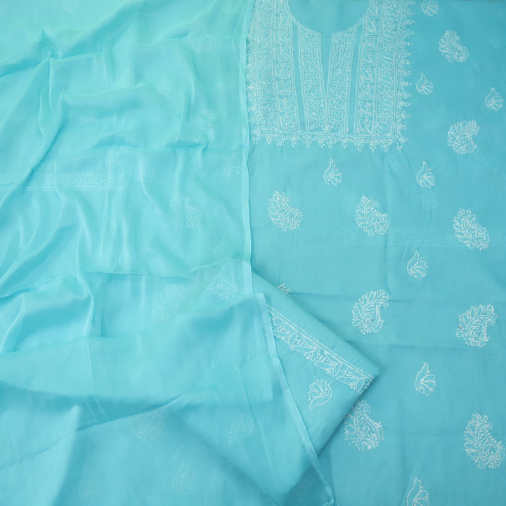 Fakira Sky Blue Authentic Chikankari Cotton Suit Set D1