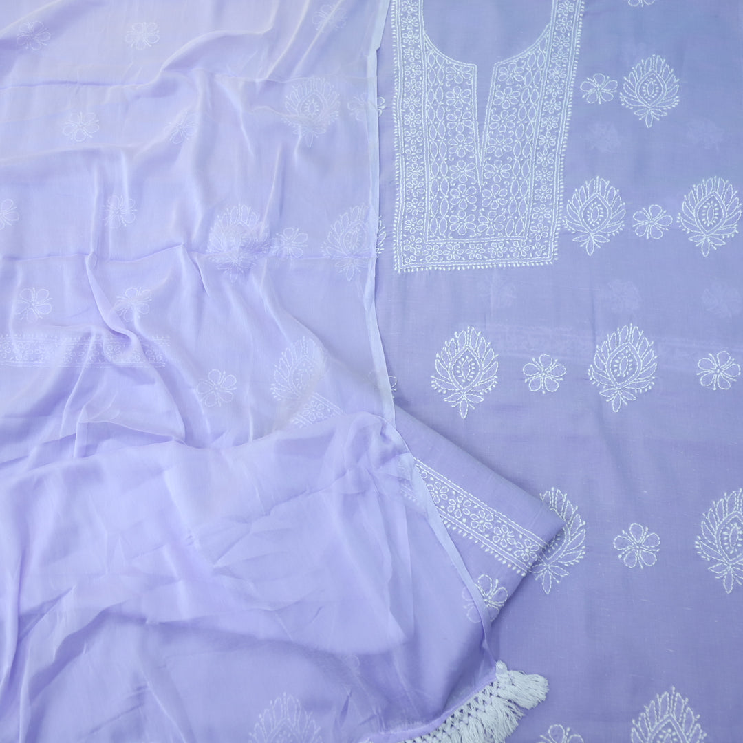 Fakira Lavender Purple Authentic Chikankari Cotton Suit Set D3
