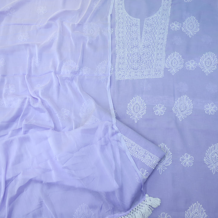 Fakira Lavender Purple Authentic Chikankari Cotton Suit Set D3