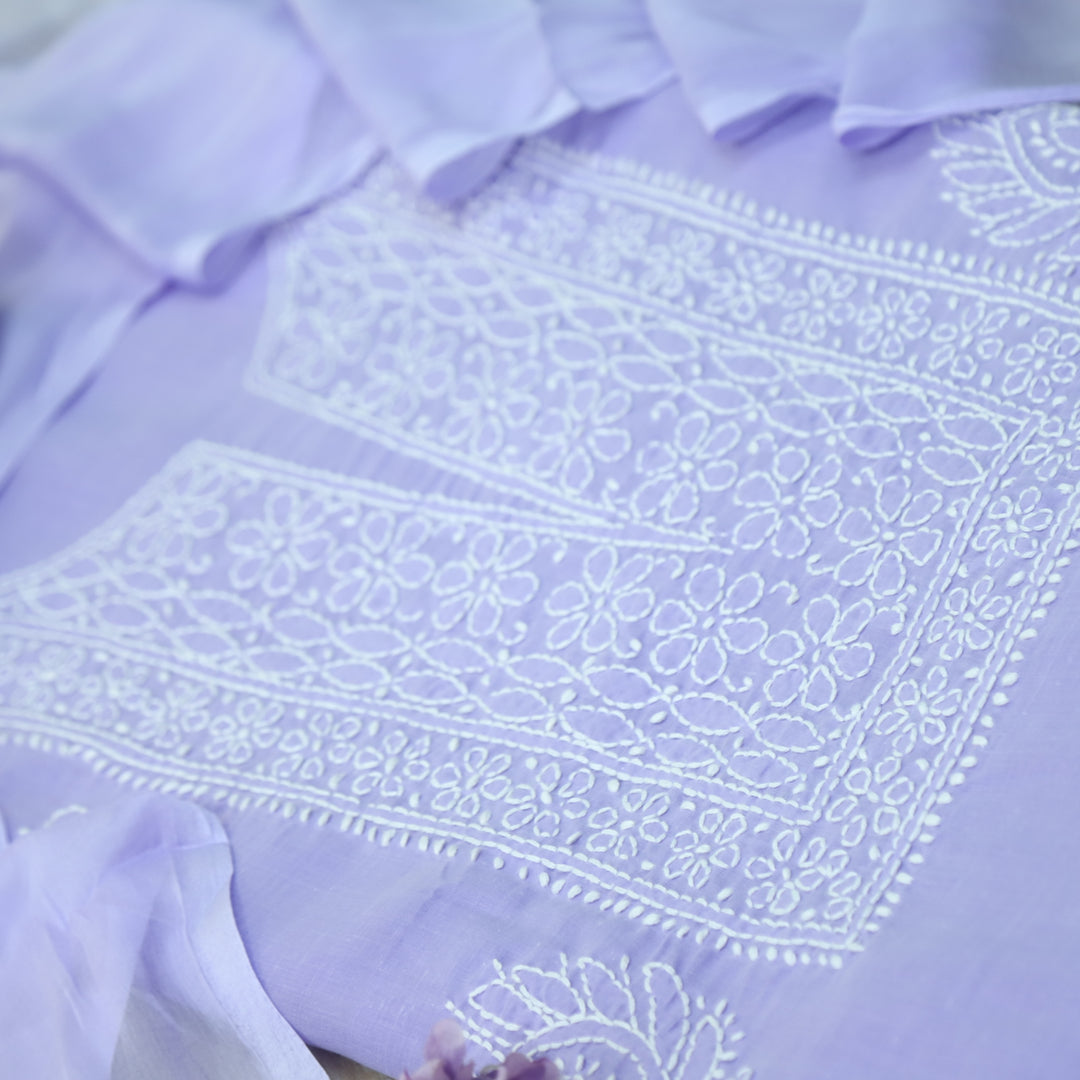 Fakira Lavender Purple Authentic Chikankari Cotton Suit Set D3