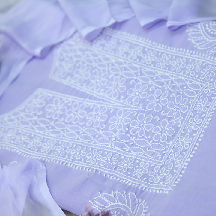 Fakira Lavender Purple Authentic Chikankari Cotton Suit Set D3