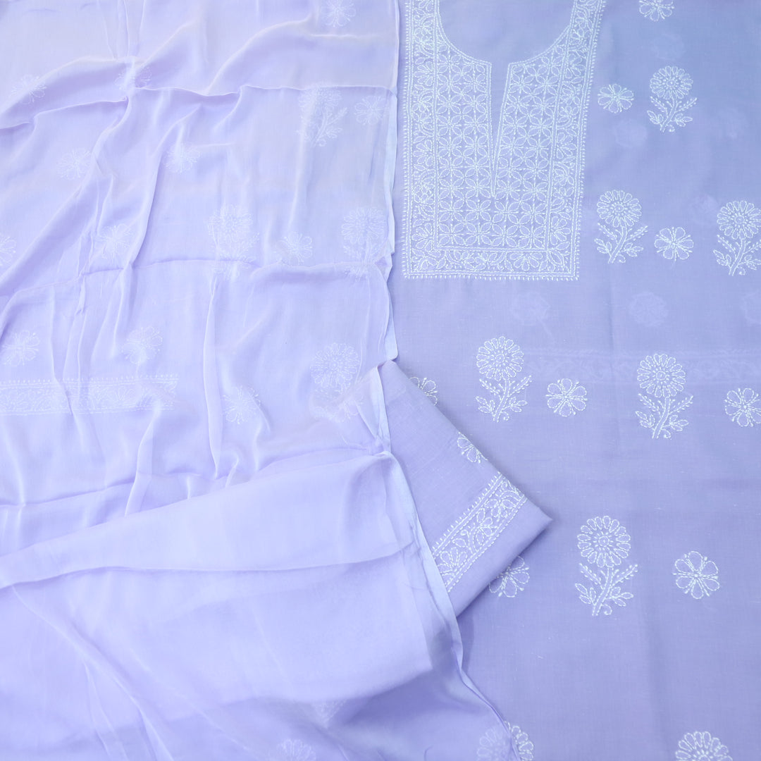 Fakira Lavender Purple Authentic Chikankari Cotton Suit Set D1