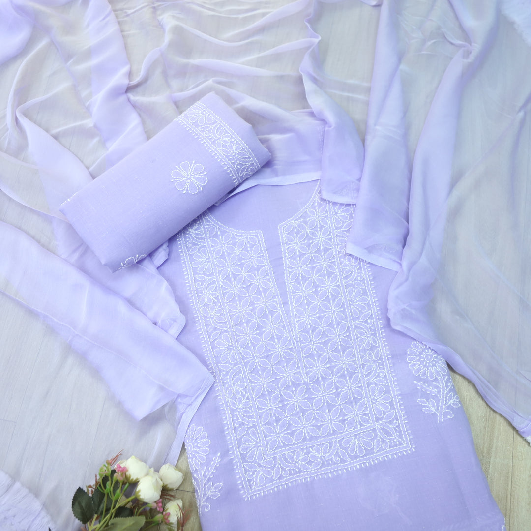 Fakira Lavender Purple Authentic Chikankari Cotton Suit Set D1