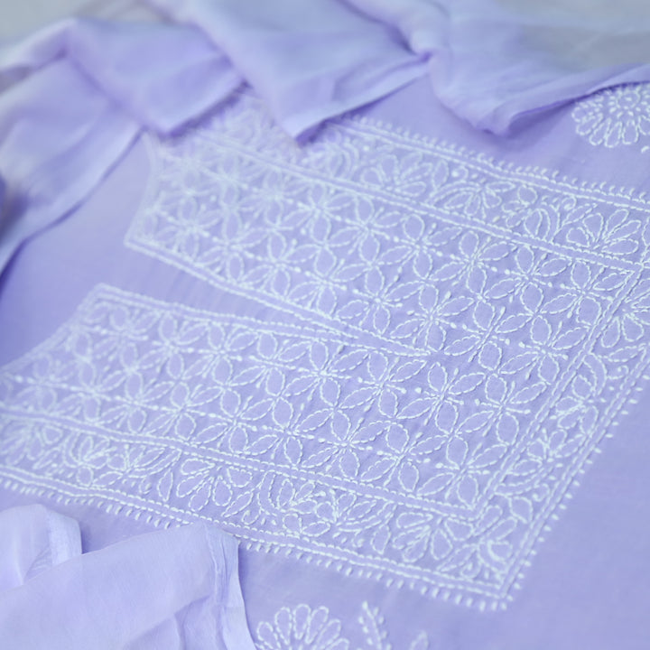 Fakira Lavender Purple Authentic Chikankari Cotton Suit Set D1