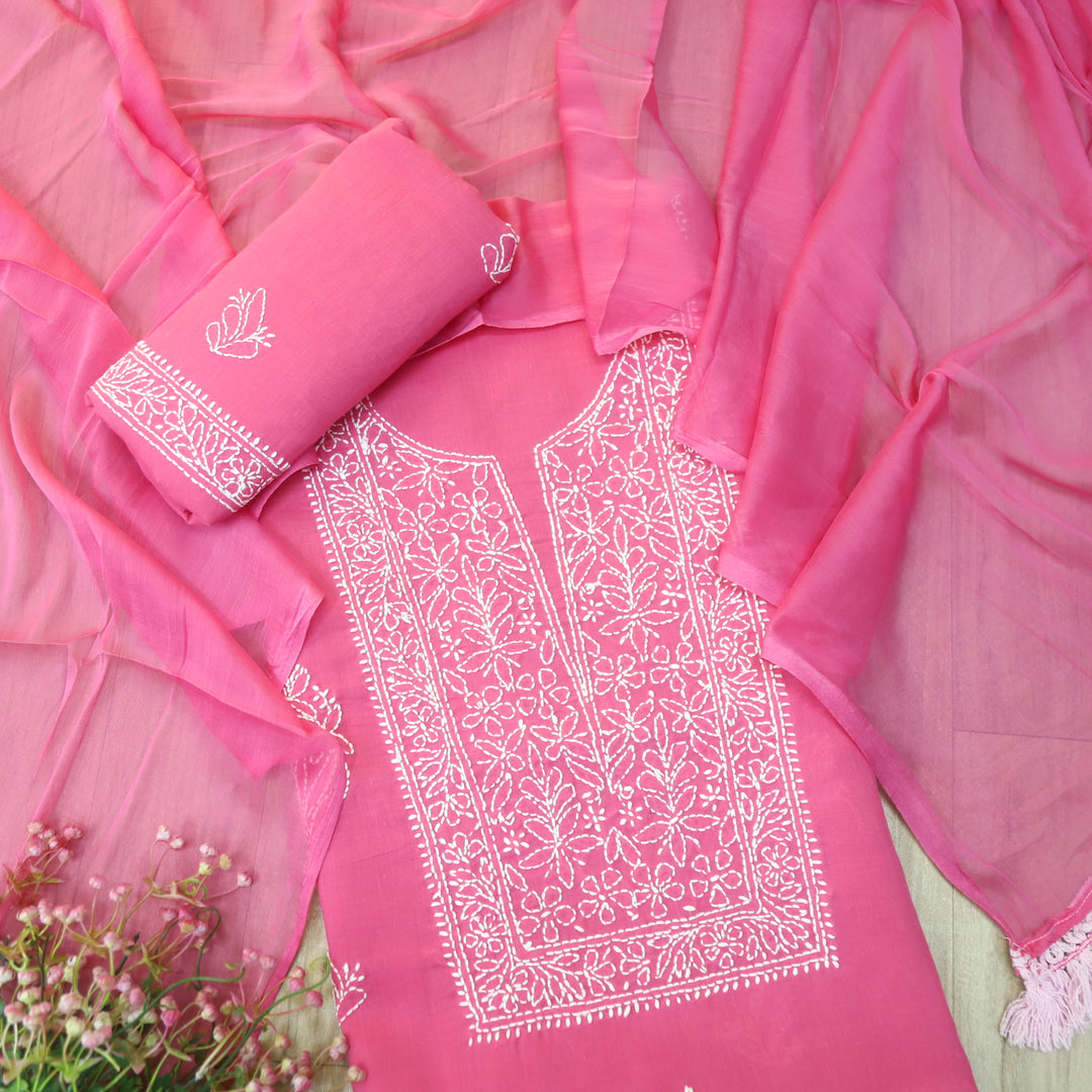Fakira Magenta Pink Authentic Chikankari Cotton Suit Set D1