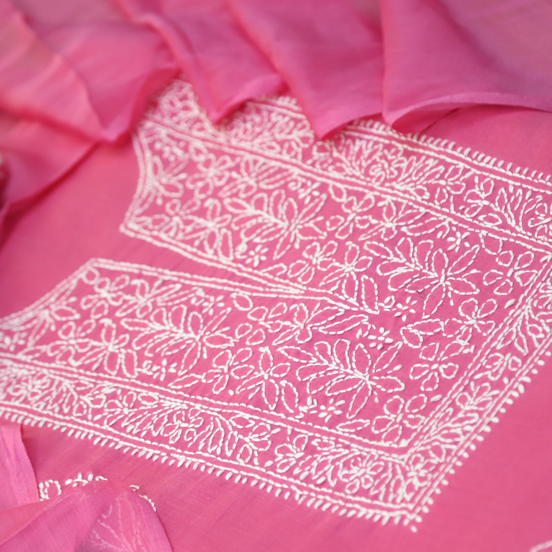 Fakira Magenta Pink Authentic Chikankari Cotton Suit Set D1
