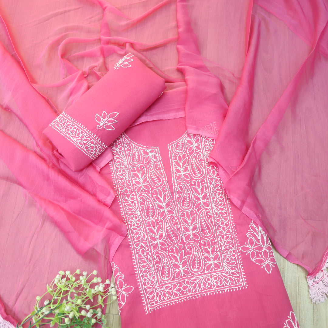 Fakira Magenta Pink Authentic Chikankari Cotton Suit Set D2