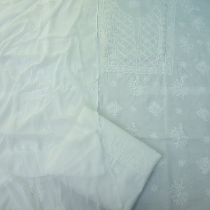 Fakira Shell White Authentic Chikankari Cotton Suit Set D3
