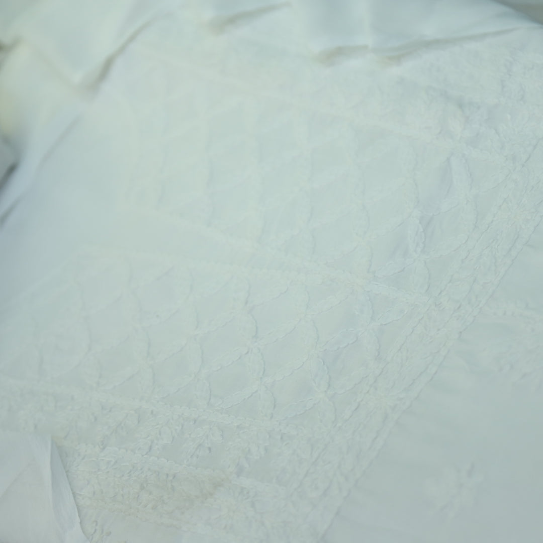 Fakira Shell White Authentic Chikankari Cotton Suit Set D3