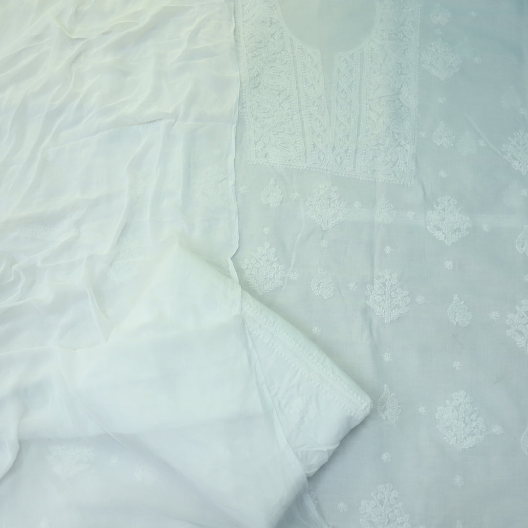 Fakira Shell White Authentic Chikankari Cotton Suit Set D2