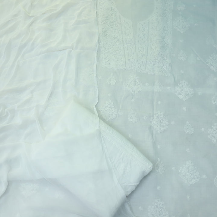 Fakira Shell White Authentic Chikankari Cotton Suit Set D2