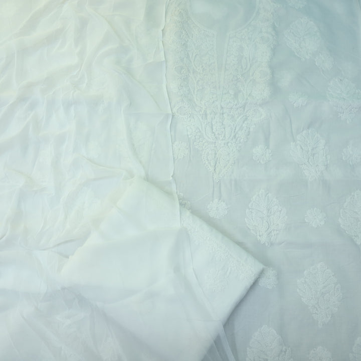 Fakira Shell White Authentic Chikankari Cotton Suit Set D1