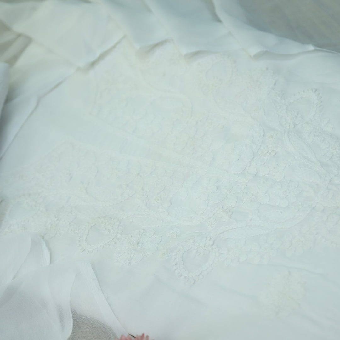 Fakira Shell White Authentic Chikankari Cotton Suit Set D1