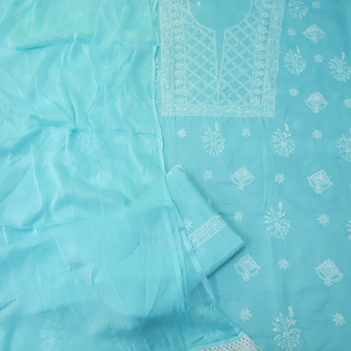 Fakira Sky Blue Authentic Chikankari Cotton Suit Set D3