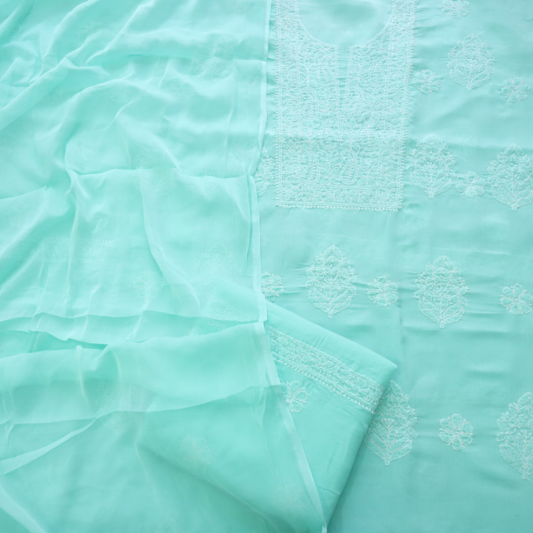 Fakira Sea Green Authentic Chikankari Cotton Suit Set D2
