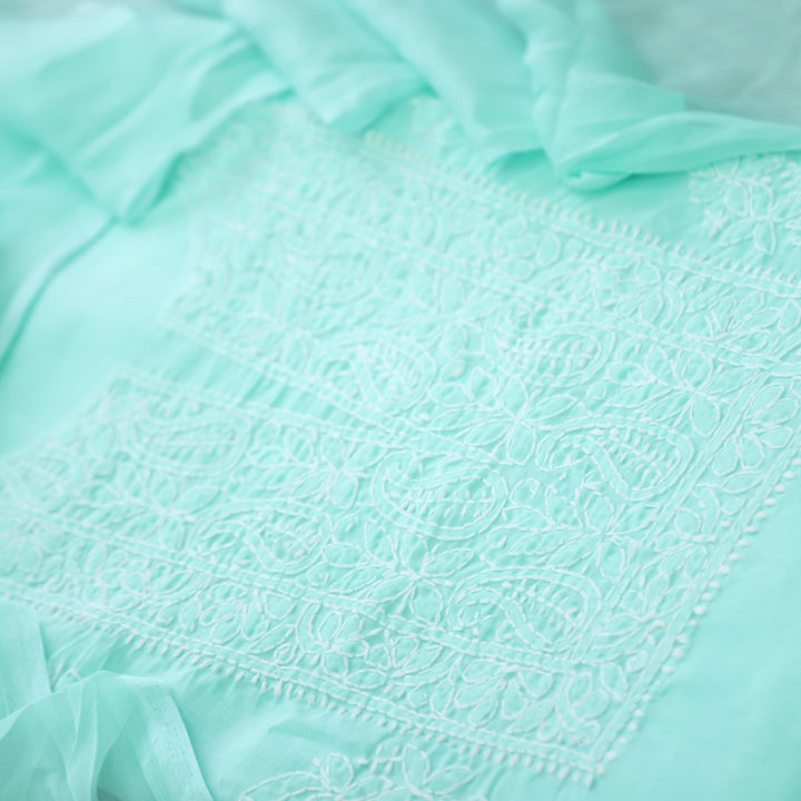 Fakira Sea Green Authentic Chikankari Cotton Suit Set D2
