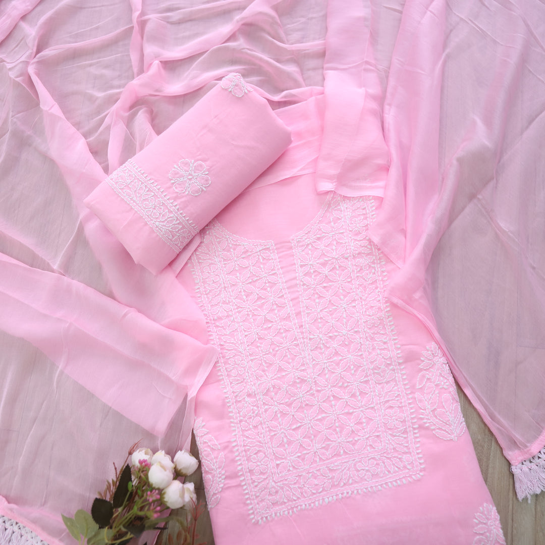Fakira Light Pink Authentic Chikankari Cotton Suit Set D1
