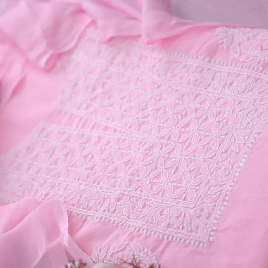 Fakira Light Pink Authentic Chikankari Cotton Suit Set D1
