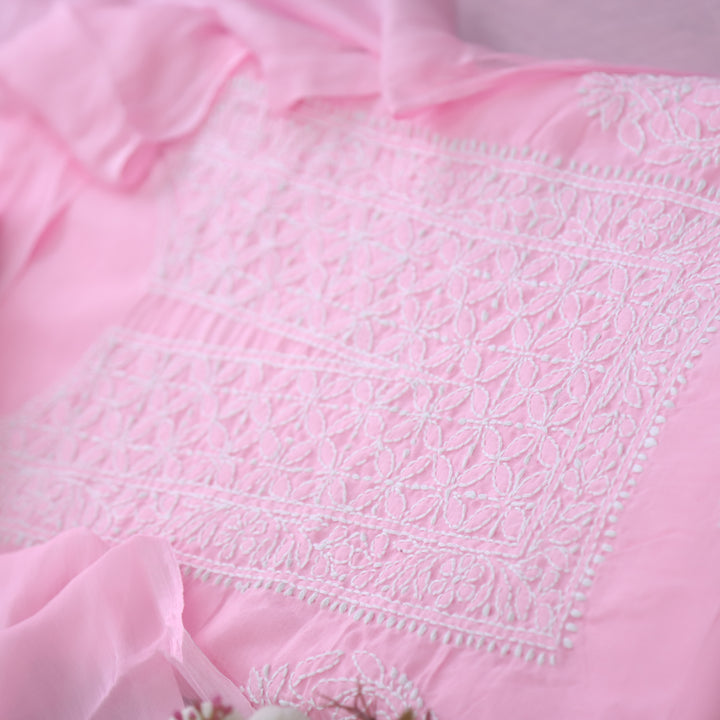 Fakira Light Pink Authentic Chikankari Cotton Suit Set D1