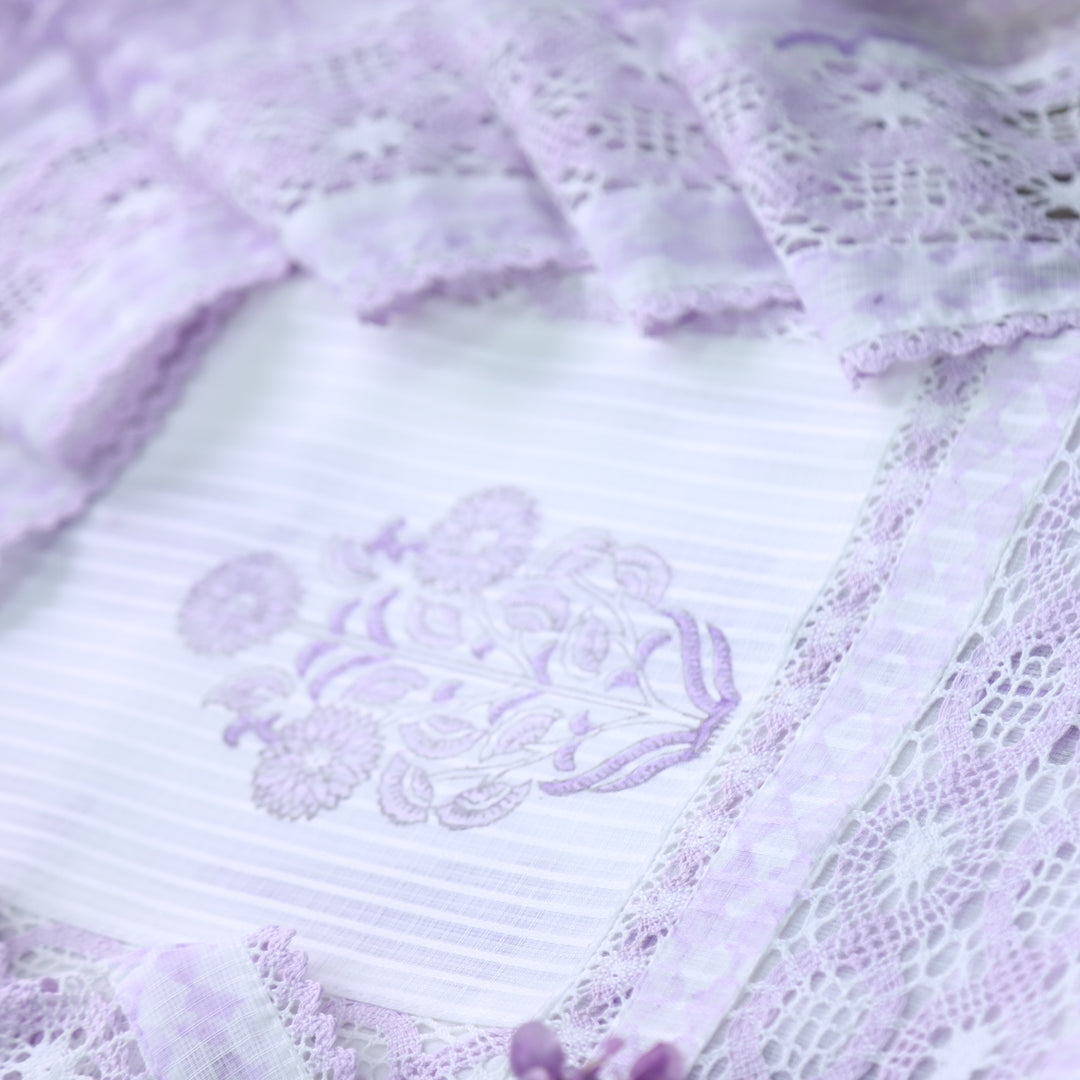 Sahiba Lovely Lilac Kota Doriya Top with Chiffon Hand Painted Dupatta Set