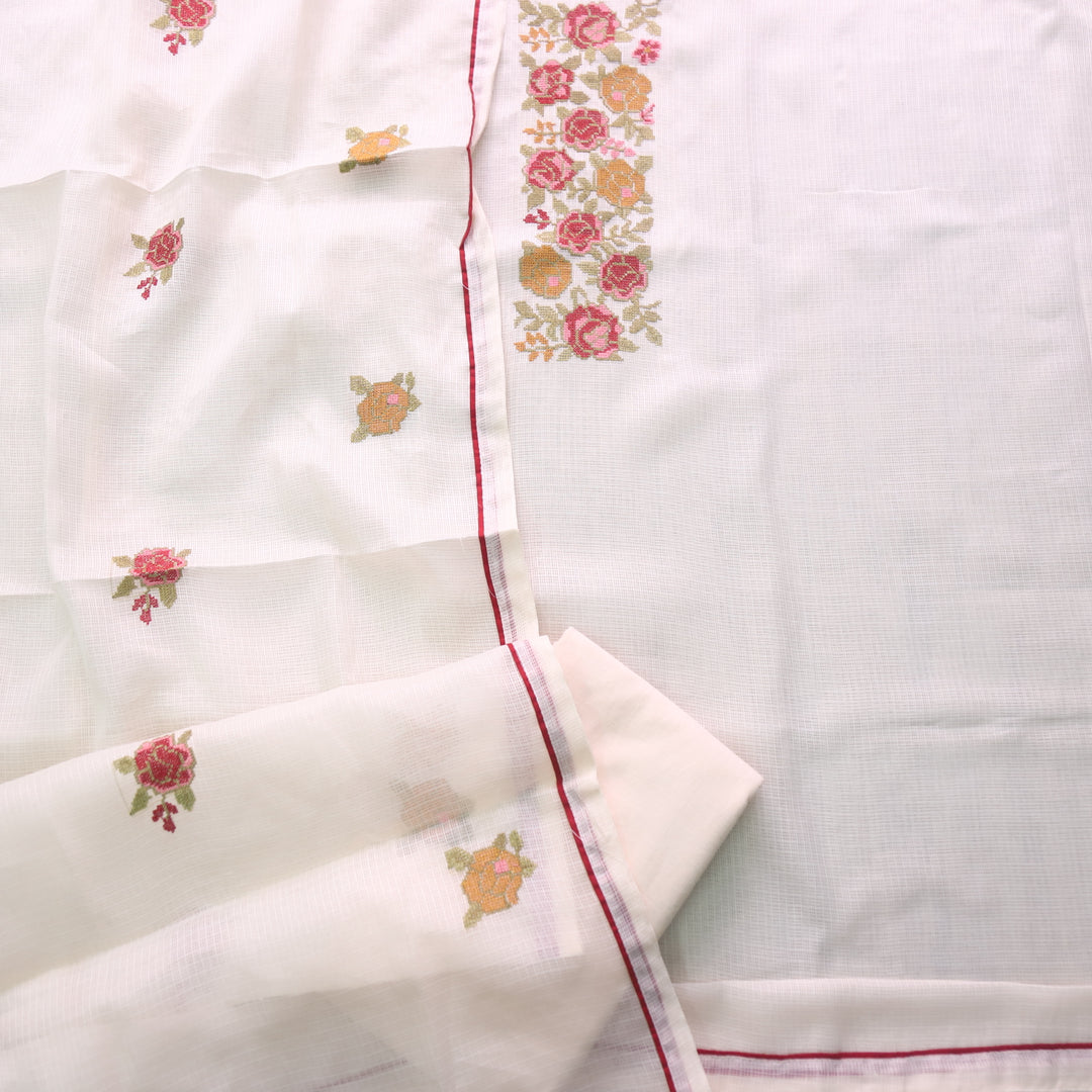 Sahiba Buttermilk Beach Cross Stitch Thread Neck Kota Doriya Suit Set