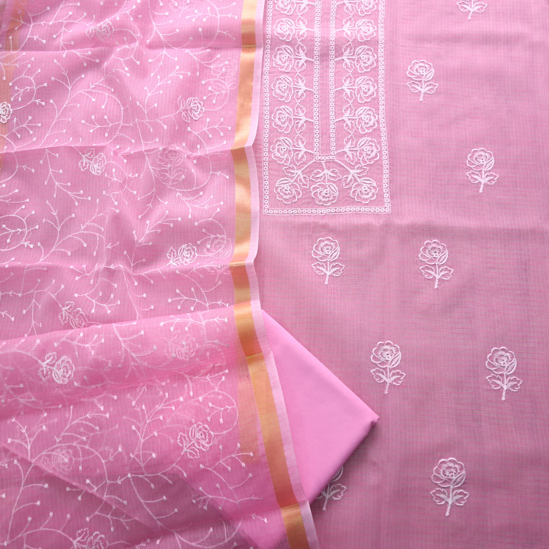 Sahiba Baby Pink Thread Neck Work Kota Doriya Suit Set