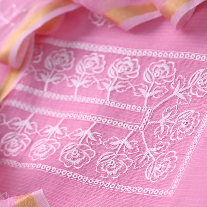 Sahiba Baby Pink Thread Neck Work Kota Doriya Suit Set