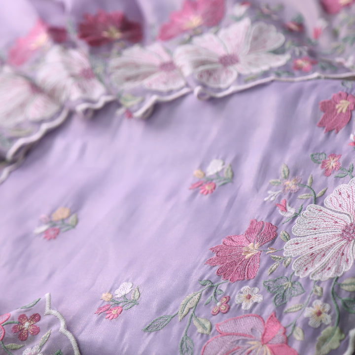 Nayara Soft Purple Floral Thread Embroidery Shimmer Organza Suit Set