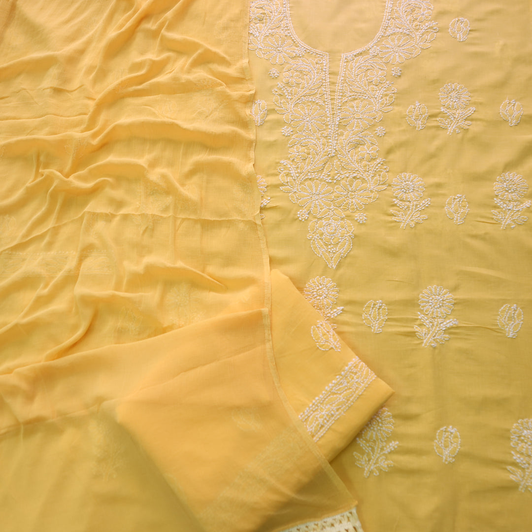 Fakira Bright Yellow Authentic Chikankari Cotton Suit Set D3