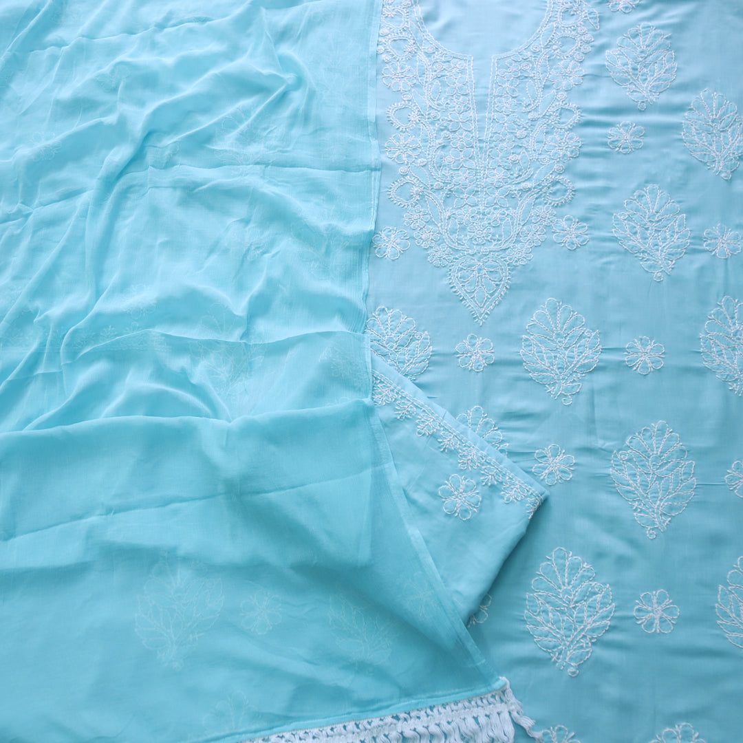 Fakira Stone Blue Authentic Chikankari Cotton Suit Set D4