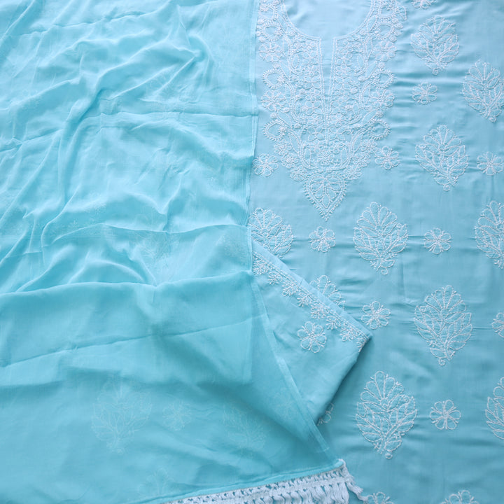 Fakira Stone Blue Authentic Chikankari Cotton Suit Set D4