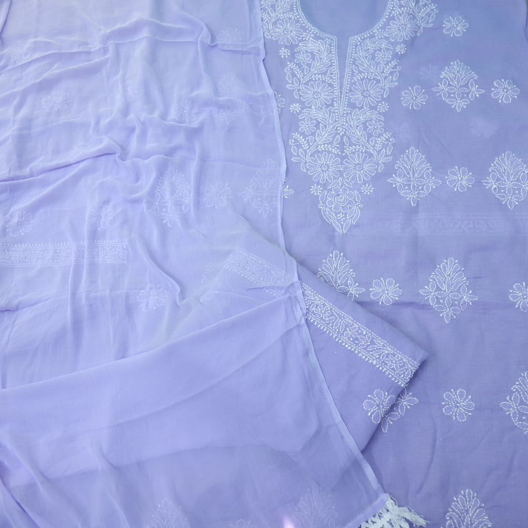 Fakira Lavender Purple Authentic Chikankari Cotton Suit Set D4