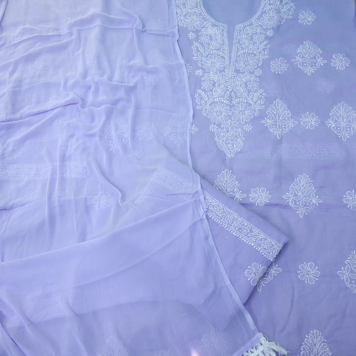 Fakira Lavender Purple Authentic Chikankari Cotton Suit Set D4