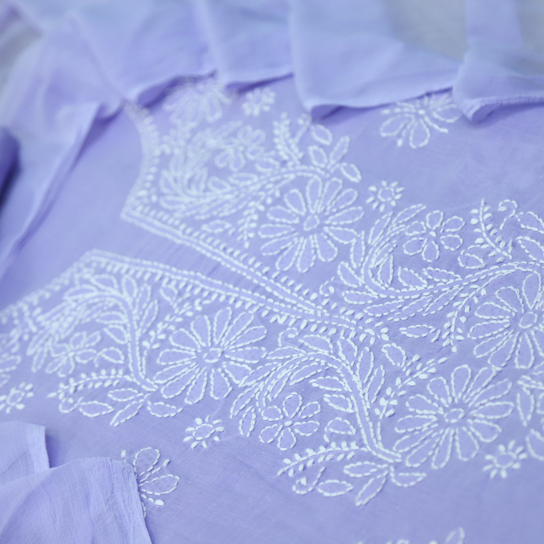 Fakira Lavender Purple Authentic Chikankari Cotton Suit Set D4